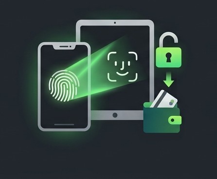 Step 4 illustration — biometric authentication